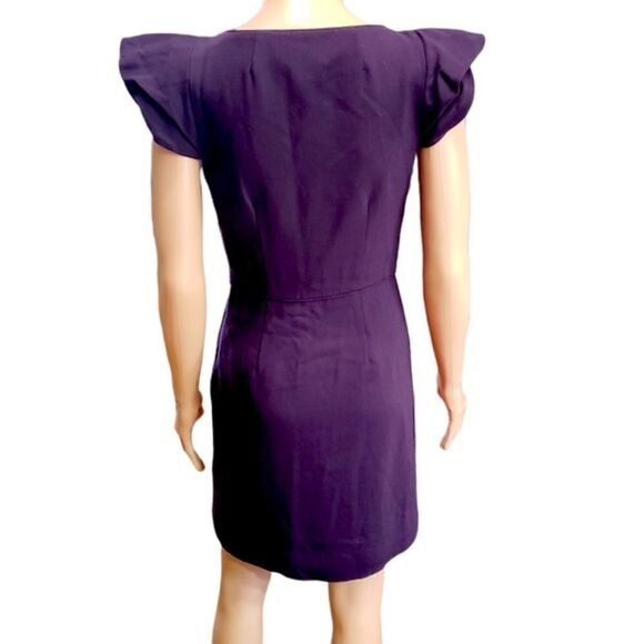 J. CREW 💯% Italian Wool Purple Styled Cap Sleeves Sheath Dress SIZE 4 - Picture 4 of 15
